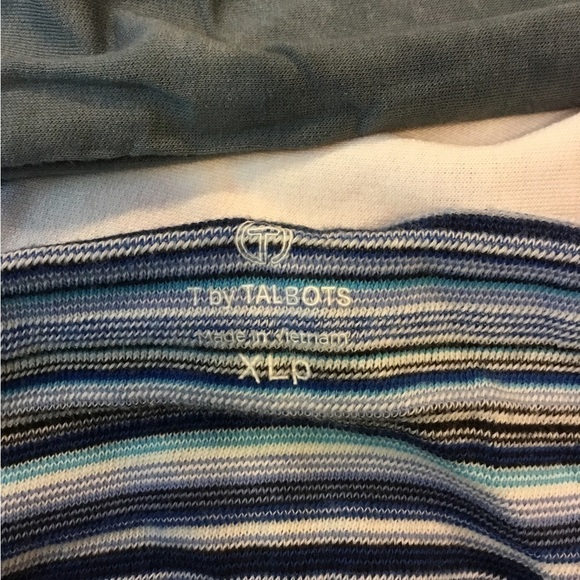 T For Talbots XL Petite Blues White And Black Stripe Long Sleeve Pullover - Picture 6 of 14